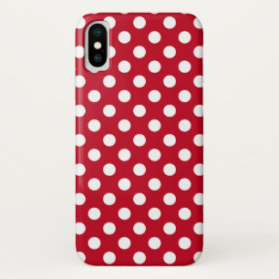 Capa Para iPhone X Bolinhas brancas em vermelho