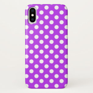 Capa Para iPhone X Bolinhas brancas no roxo brilhante