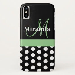 Capa Para iPhone Da Case-Mate Bolinhas de Script de Monograma Verde Preto