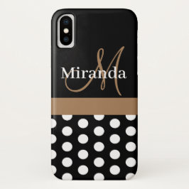 Capa Para iPhone Da Case-Mate Bolinhas de Script do Monograma Preto-Branco Casta