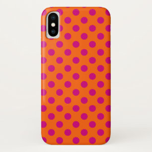 Capa Para iPhone X Bolinhas fúcsia na laranja