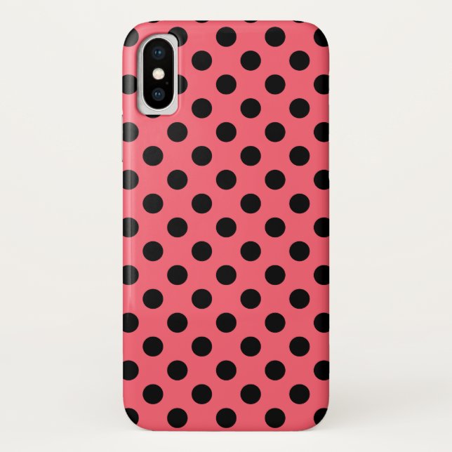 Capa Para iPhone, Case-Mate Bolinhas pretas em coral (Verso)