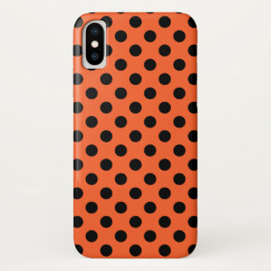 Capa Para iPhone X Bolinhas pretas em laranja