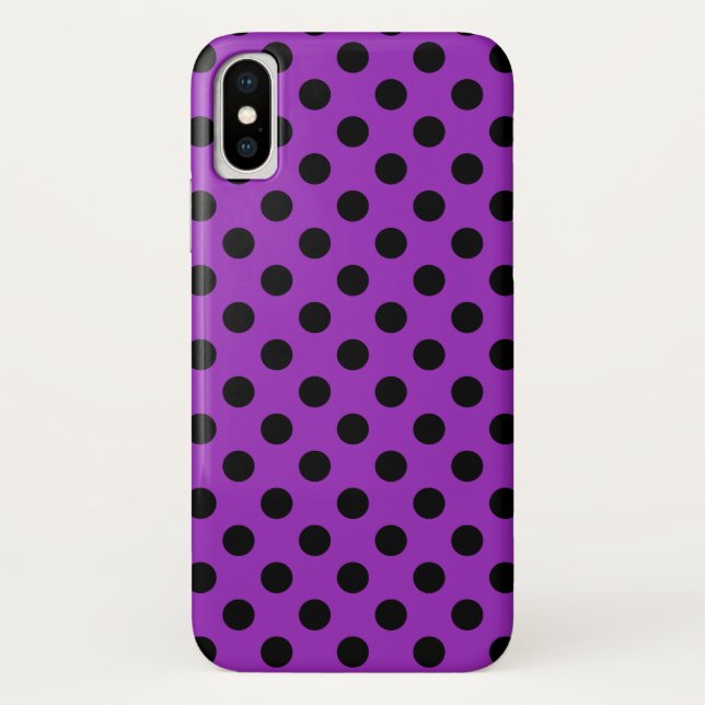 Capa Para iPhone, Case-Mate Bolinhas pretas em roxo (Verso)