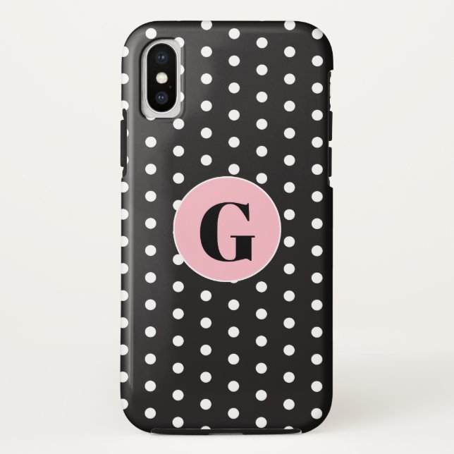 Capa Para iPhone, Case-Mate Bolinhas Pretas Monogramas (Verso)
