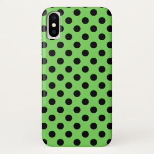 Capa Para iPhone X bolinhas pretas no verde limão