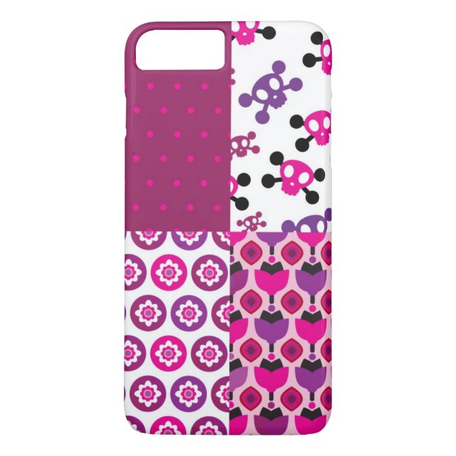 Capa Para iPhone, Case-Mate Bolinhas retros do crânio da flor (Verso)