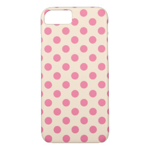Capa iPhone 8/7 Bolinhas rosa em creme