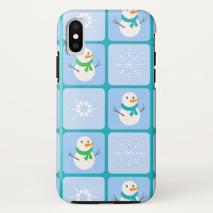 Capa Para iPhone Da Case-Mate Boneco de neve e flocos de neve em padrão xadrez d