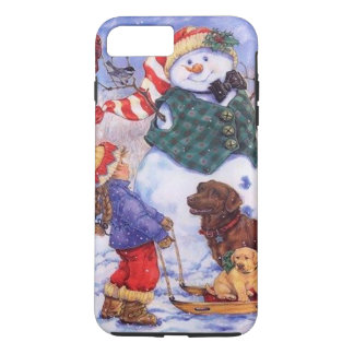 Capa iPhone 8 Plus/7 Plus Boneco de neve feito sob encomenda do Natal do