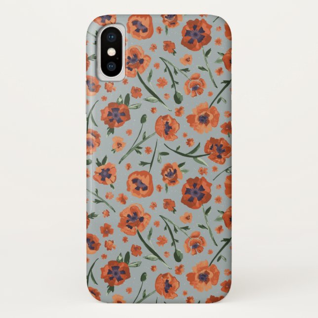 Capa Para iPhone, Case-Mate Bonita Mão Pintada Laranja-Papoeira-Flor Padrão (Verso)