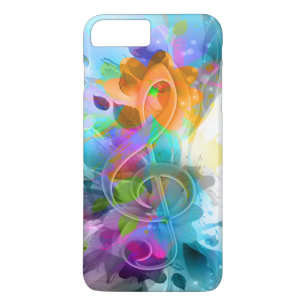 Capa iPhone 8 Plus/7 Plus Bonita nota de música colorida com água