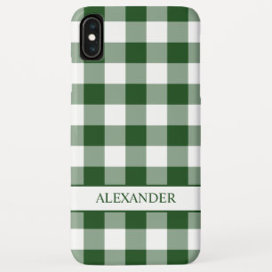 Capa Para iPhone Da Case-Mate Bonita Xadrez de Búfalo Branco Verde Seu Nome