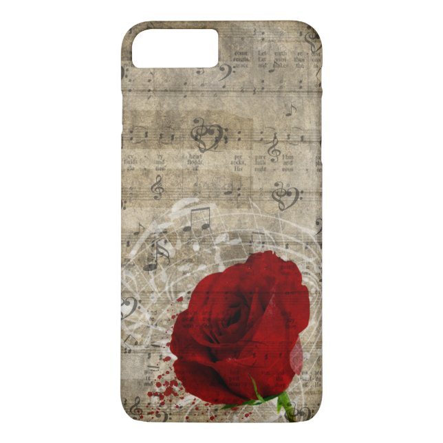Capa Para iPhone, Case-Mate Bonitas notas de música de rosa vermelha rodopia p (Verso)