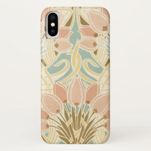 Capa Para iPhone X bonito tulipas art nouveau padrão floral