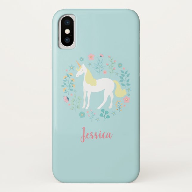 Capa Para iPhone, Case-Mate Bonito Unicórnio e Flores Personalizadas (Verso)