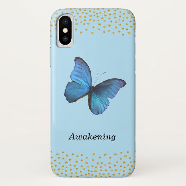 Capa Para iPhone, Case-Mate Borboleta Azul & Confete Dourado (Verso)