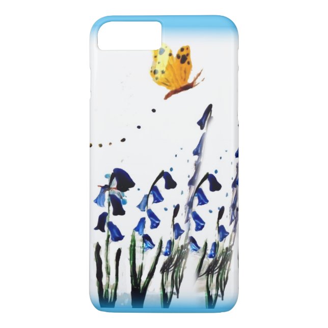 Capa Para iPhone, Case-Mate Borboleta de Arte Floral voando sobre Bluebeldes (Verso)
