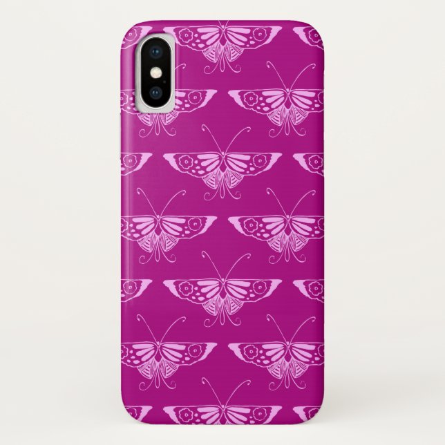 Capa Para iPhone, Case-Mate Borboleta Deco estilizada - magenta e rosa (Verso)
