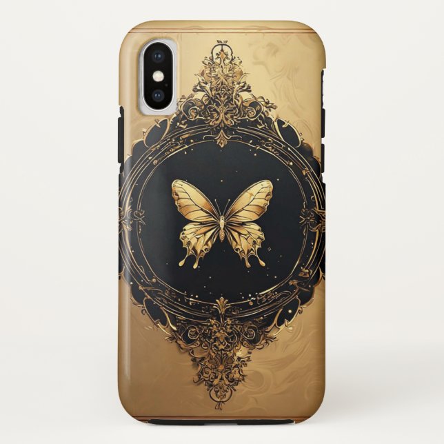 Capa Para iPhone, Case-Mate Borboleta Dourada dentro de um Desenho Ornado com  (Verso)