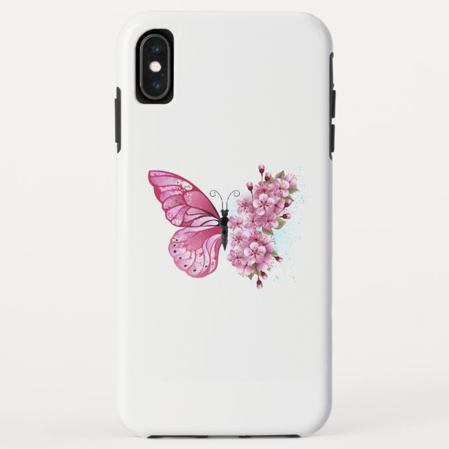 Capa Para iPhone, Case-Mate Borboleta Flor com Sakura Rosa (Verso)