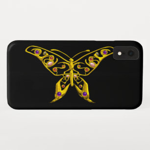 Capa Para iPhone XR BORBOLETA HYPER DOURADO COM preto de PEDRAS