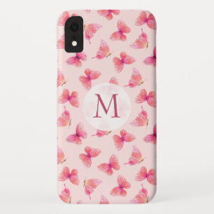 Capa Para iPhone Da Case-Mate Borboletas de Aquarela Monograma Blush