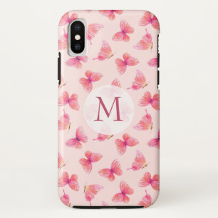 Capa Para iPhone Da Case-Mate Borboletas de Aquarela Monograma Blush