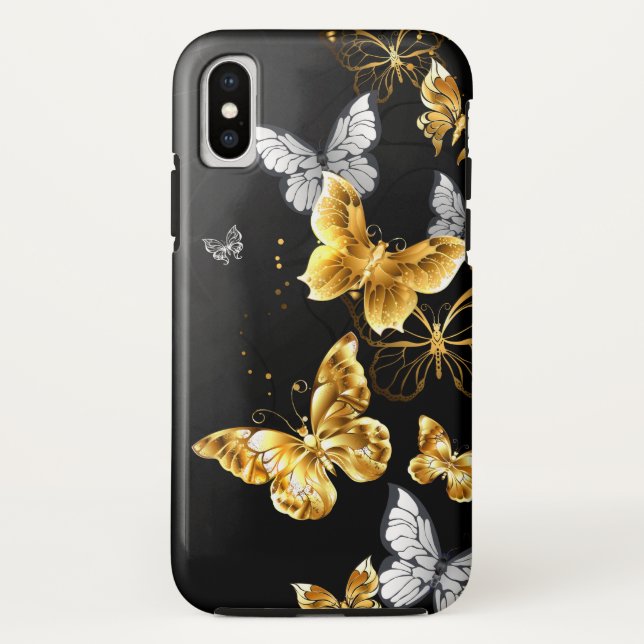 Capa Para iPhone, Case-Mate Borboletas douradas e brancas (Verso)