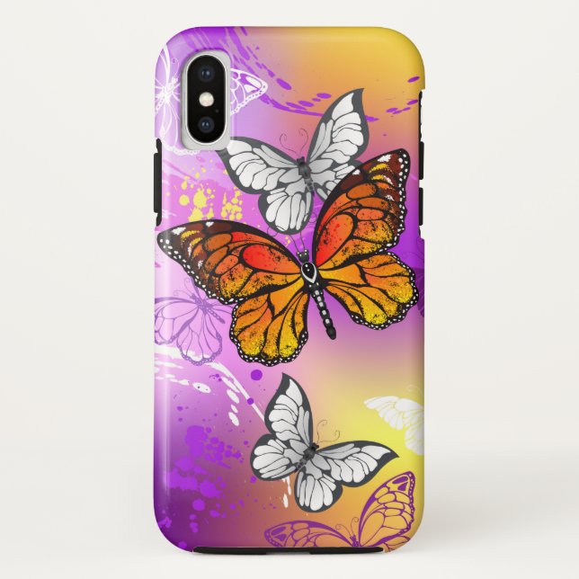 Capa Para iPhone, Case-Mate Borboletas Monarcas em Fundo Roxo (Verso)