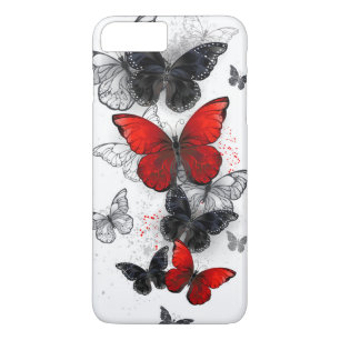Capa iPhone 8 Plus/7 Plus Borboletas Negras e Vermelhas