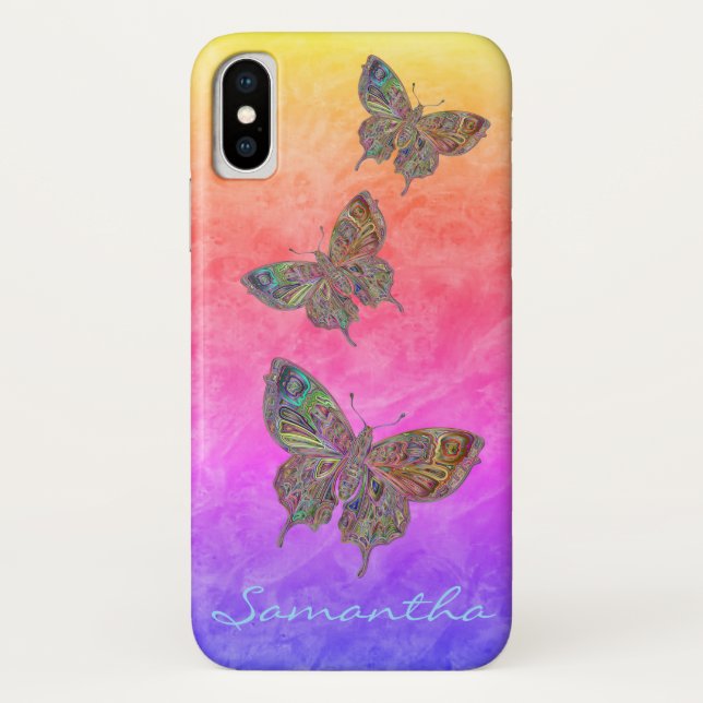 Capa Para iPhone, Case-Mate Borboletas Pastel Rainbow *Personalize* (Verso)