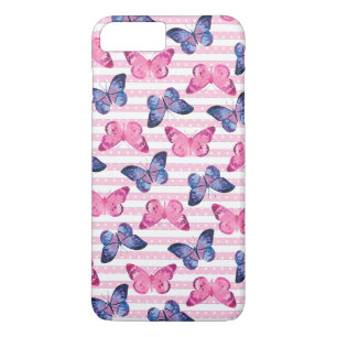Capa iPhone 8 Plus/7 Plus Borboletas Rosa Fofas