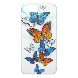 Capa iPhone 8 Plus/7 Plus Borboletas voadoras Morpho e Monarca