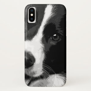 Capa Para iPhone X Border collie preto e branco