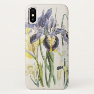 Capa Para iPhone X Botânica floral do vintage, flores da íris do