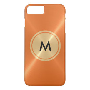 Capa iPhone 8 Plus/7 Plus Botão Dourado e metal inoxidável laranja