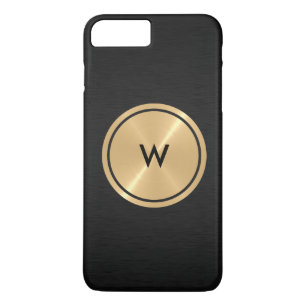 Capa iPhone 8 Plus/7 Plus Botão Dourado e metal preto inoxidável