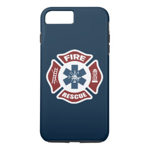 Capa iPhone 8 Plus/7 Plus Branco do fogo e do salvamento e azul vermelhos