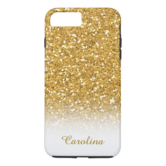 Capa Para iPhone, Case-Mate Branco e brilho Dourado, personalizados com nome (Verso)