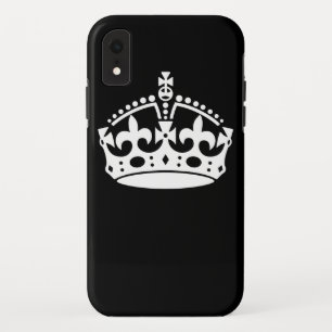Capa Para iPhone XR Branco Mantenha a Coroa Calma em Preto