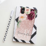 Capa Para iPhone Da Case-Mate Brilhante Rosa Moderno e Estilhaço de Flor com Nom<br><div class="desc">Brilhante Rosa Moderno e Estilhaço de Flor com Nome</div>