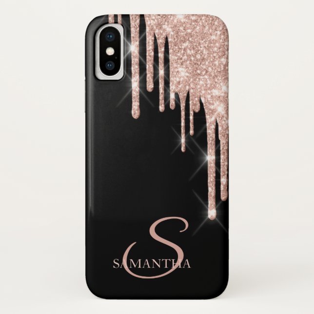 Capa Para iPhone, Case-Mate Brilhantes Elegantes Gotas de Dourado Rosa (Verso)