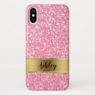Capa Para iPhone Da Case-Mate Brilho Cor-de-rosa e faixa Dourada