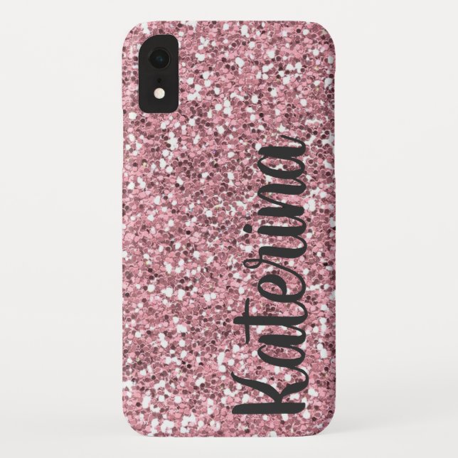 Capa Para iPhone, Case-Mate Brilho Rosa Personalizado com Seu Nome. (Verso)
