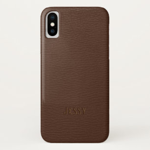 Capa Para iPhone Da Case-Mate Brown Faux Leather Monograma