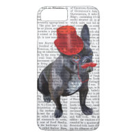 Buldogue Francês com Chapéu Vermelho e bigode