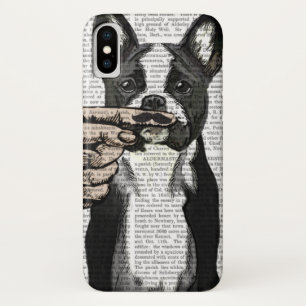 Capa Para iPhone X Bulldog francês e bigode dedo