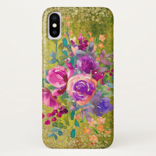 Capa Para iPhone Da Case-Mate Buquê de Flor de Aquarela em Verde Russo