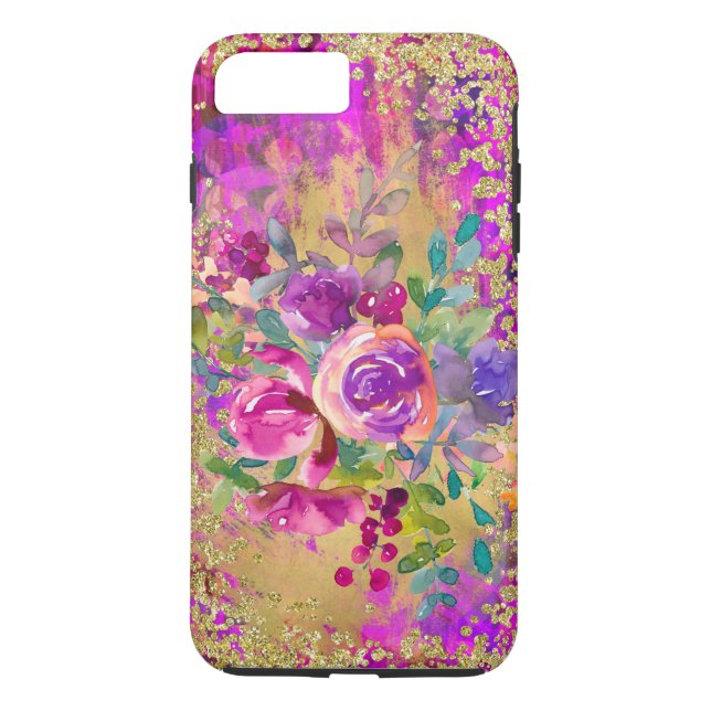 Capa Para iPhone, Case-Mate Buquê de flor de aquarela rosa com framboesa (Verso)